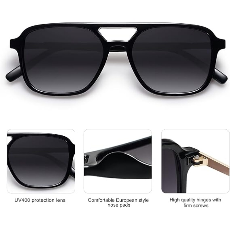 Retro Aviator Sunglasses for Women Men,Trendy Rectangle Womens Mens Shades Sun Glasses SJ2202 - 图片 3