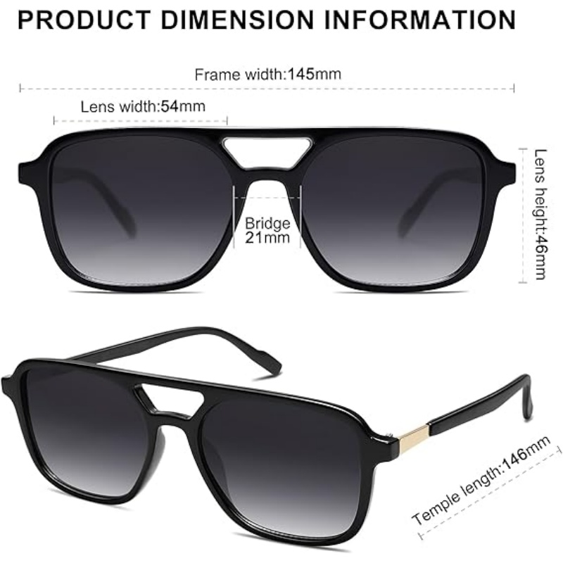 Retro Aviator Sunglasses for Women Men,Trendy Rectangle Womens Mens Shades Sun Glasses SJ2202 - 图片 4