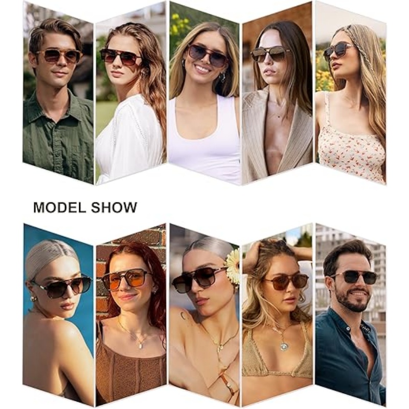 Retro Aviator Sunglasses for Women Men,Trendy Rectangle Womens Mens Shades Sun Glasses SJ2202 - 图片 5